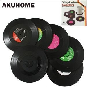 Vintage Vinyl Coaster x6, vintage coaster
